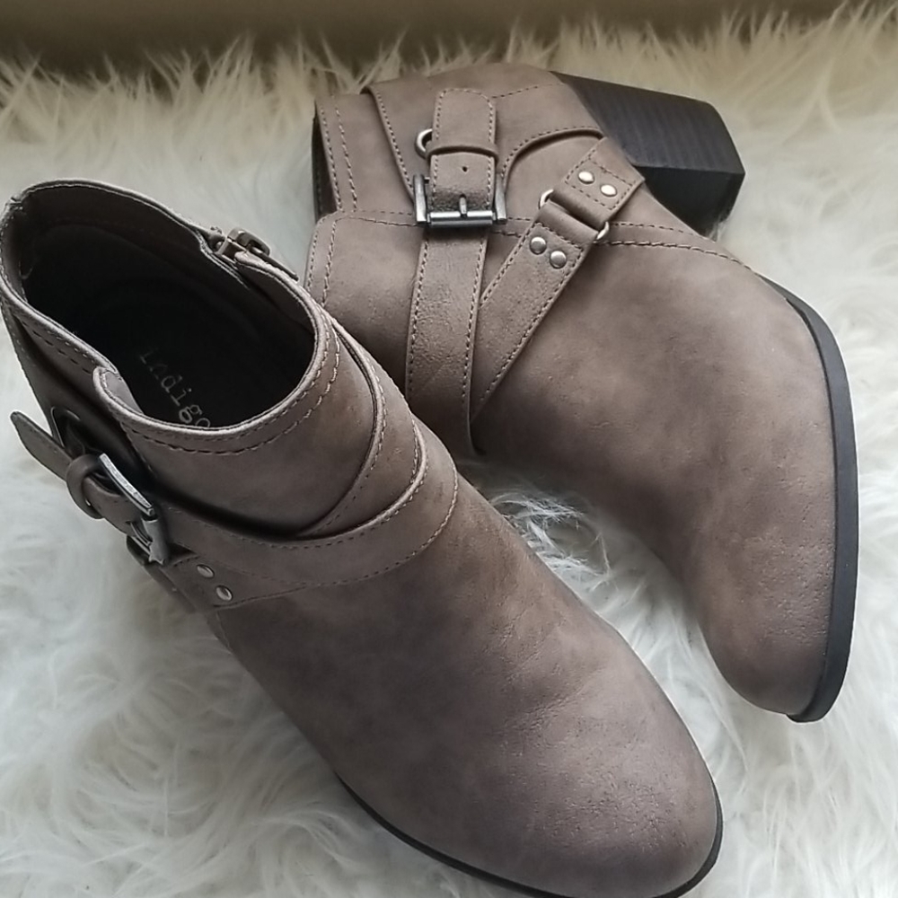 Brown buckle bootie